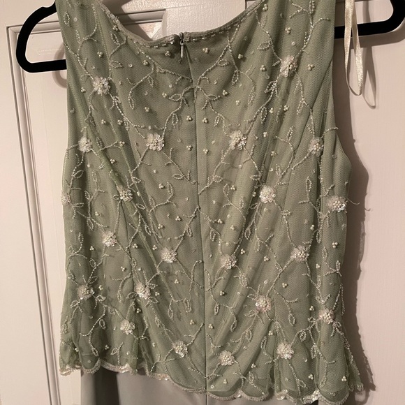Sage Green Vintage Beaded Sleeveless Dress - Picture 7 of 13